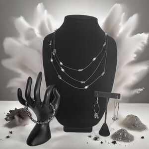 Veiled Brilliance: The Spectral Black Pearl Elegance Jewelry Set